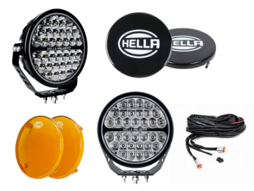 x2 9 inch amber, black covers and harness